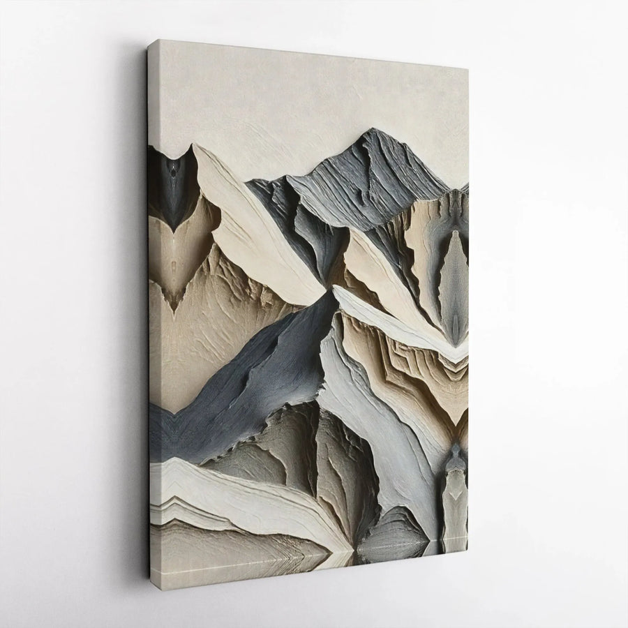 Abstract Mountain Canvas Wall Art | Neutral Layered Landscape Print | 1.25-Inch Gallery Thick Profile | Modern Home Decor for Living Room