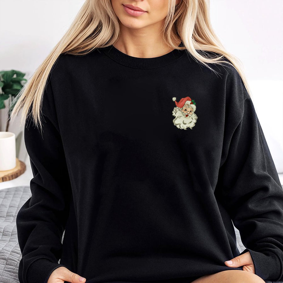 Vintage Santa Claus Sweatshirt | Minimalist Retro Christmas Holiday Graphic | Premium Cotton Blend | Unisex Festive Gift for Him and Her