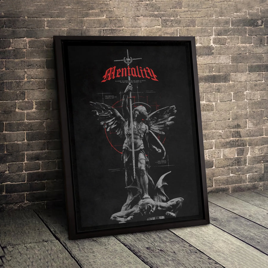 St. Michael Archangel Canvas Wall Art | Mentality Ambition Quote Print | 1.25-Inch Premium Gallery Wrap | Motivational Home Office Decor Gift