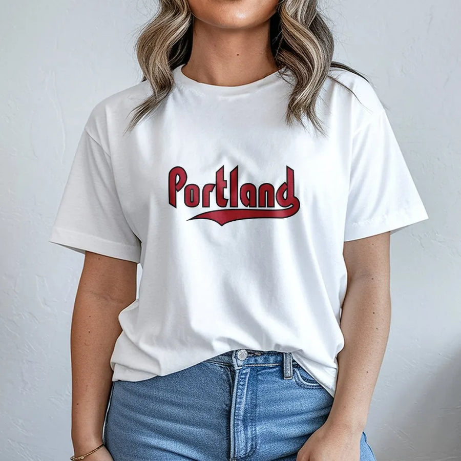Portland Oregon Baseball Script Tank Top | Retro Athletic Graphic Tee Sleeveless Shirt | Premium Soft Breathable Fabric | Unisex Summer Souvenir Gift