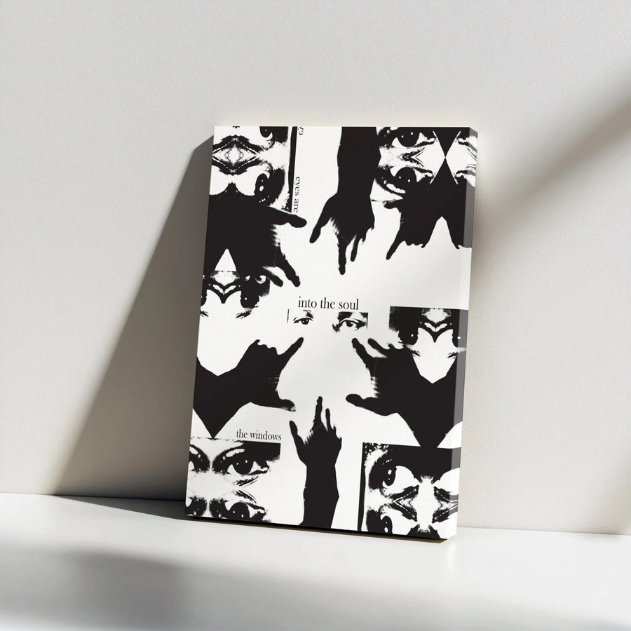 Abstract Eyes Wall Art | Surreal Collage Hands & Eyes Print | Gallery Wrap Canvas | Modern Minimalist Home Decor Gift