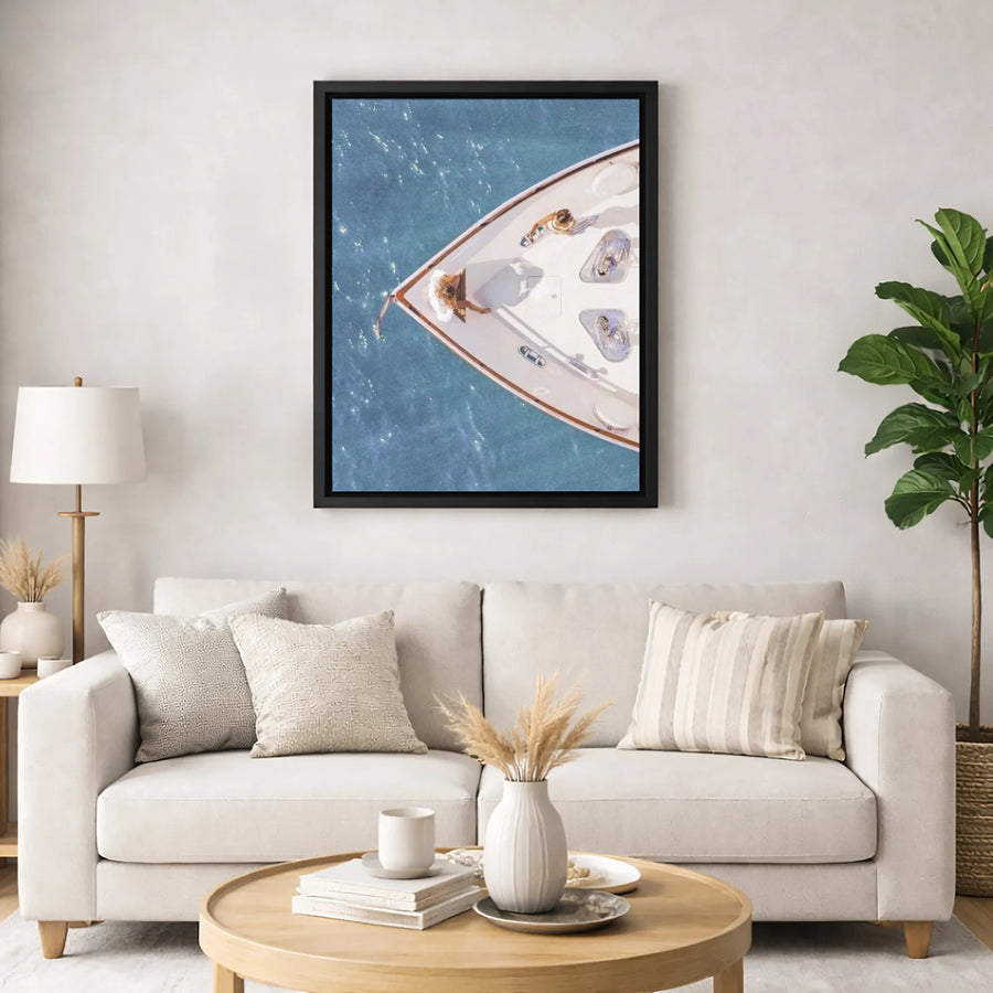 Luxury Yacht Aerial Canvas Wall Art | Summertime Ocean View Print | Premium Gallery-Wrapped Thick Canvas | Coastal Decor Gift for Beach Lovers