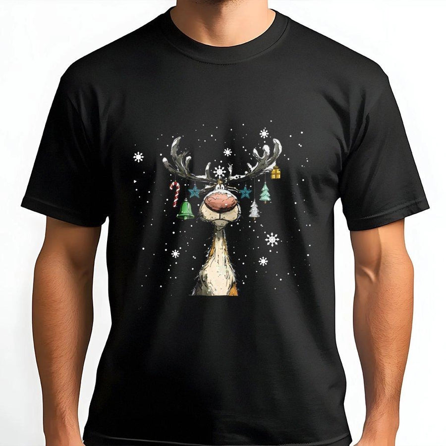 Cute Reindeer Christmas T-Shirt | Whimsical Holiday Animal Design | Premium Soft Cotton Blend | Funny Xmas Gift For Reindeer Lovers