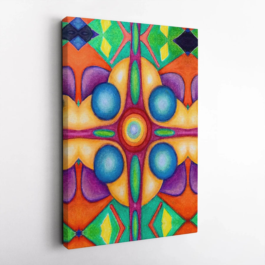 Abstract Mandala Canvas Wall Art | Colorful Symmetrical Geometric Print | Premium Gallery-Wrapped Fade-Resistant | Modern Home Decor Gift