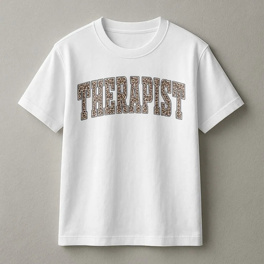 Leopard Print Therapist T-Shirt | Mental Health Awareness Graphic Tee | 100% Cotton Premium Quality | Gift for Therapist or Psychology Student