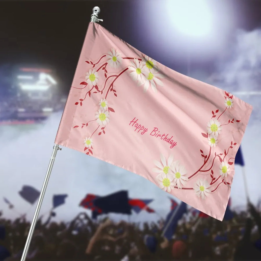 60th Birthday House Flag | Elegant Floral Daisy Design | Weather-Resistant Polyester Banner | Outdoor Party Decoration Gift for Women