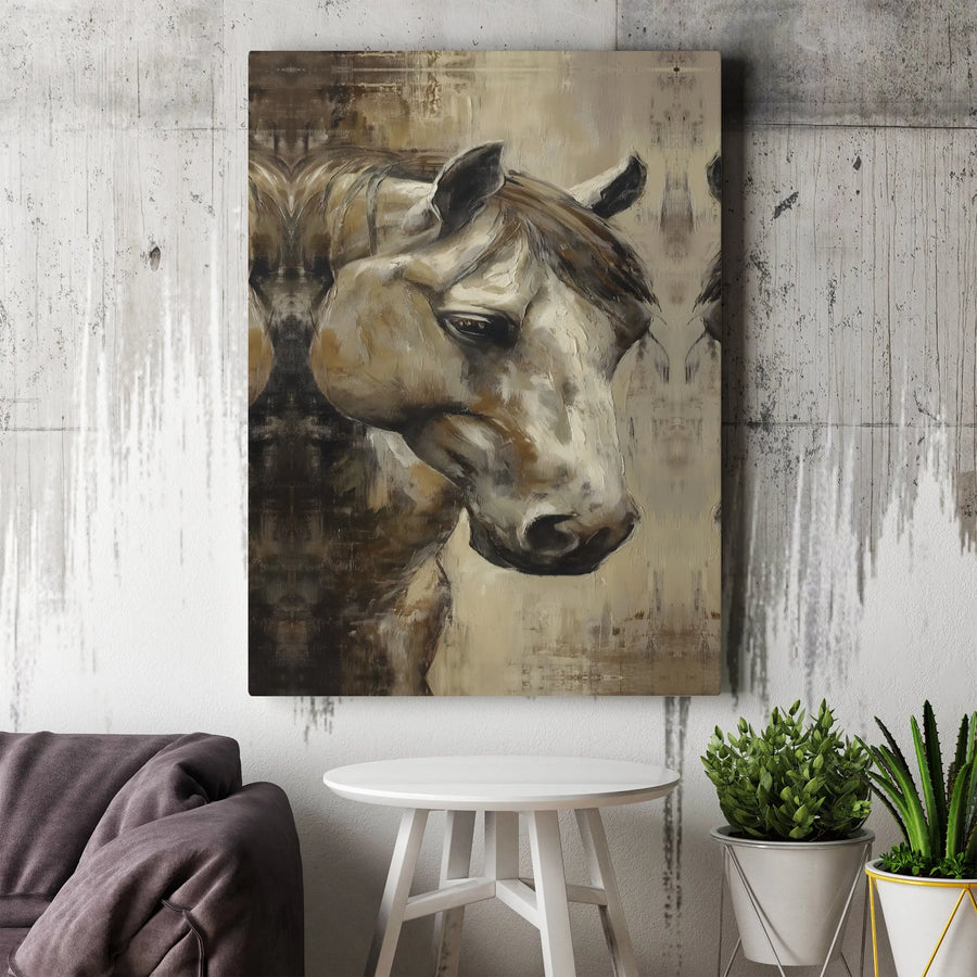 Abstract Horse Canvas Wall Art | Equestrian Oil Painting Style | Premium 1.25-Inch Gallery Wrap | Modern Farmhouse Home Decor Gift