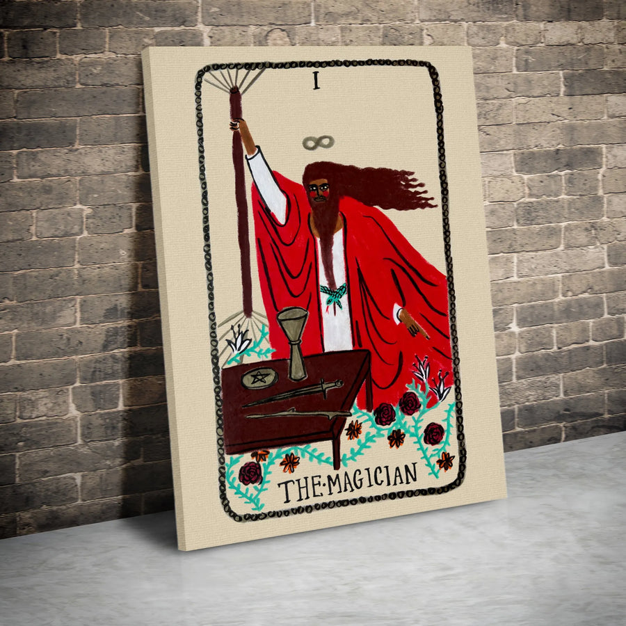 The Magician Tarot Card Canvas Wall Art | Black Figure Mystical Poster | Premium Fade-Resistant Gallery Print | Spiritual Home Decor Gift