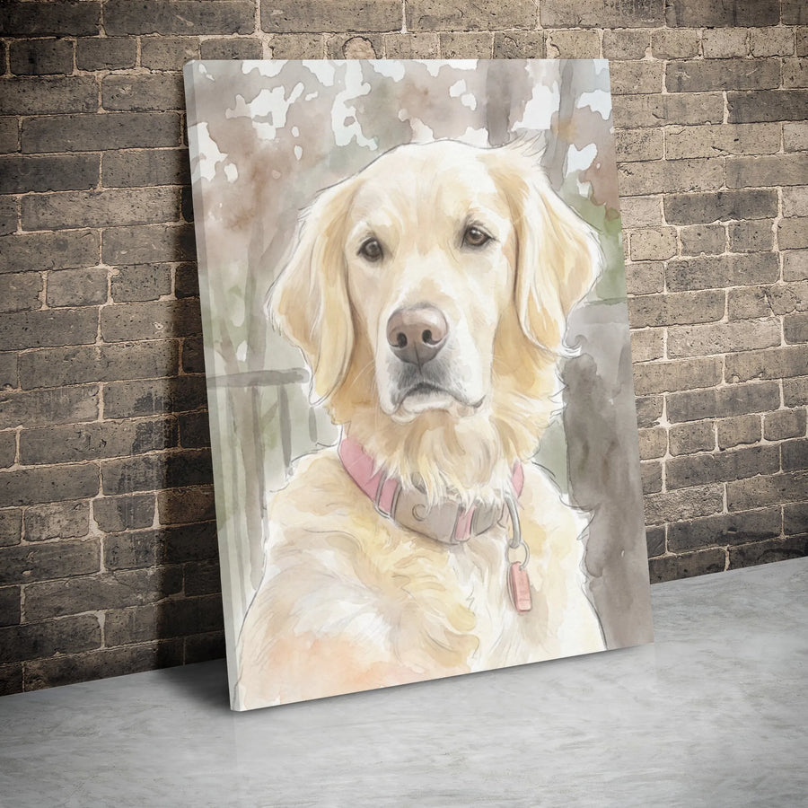 Golden Retriever Canvas Wall Art | Watercolor Dog Portrait Print | Premium 1.25" Gallery Wrap | Pet Lover Gift Decor
