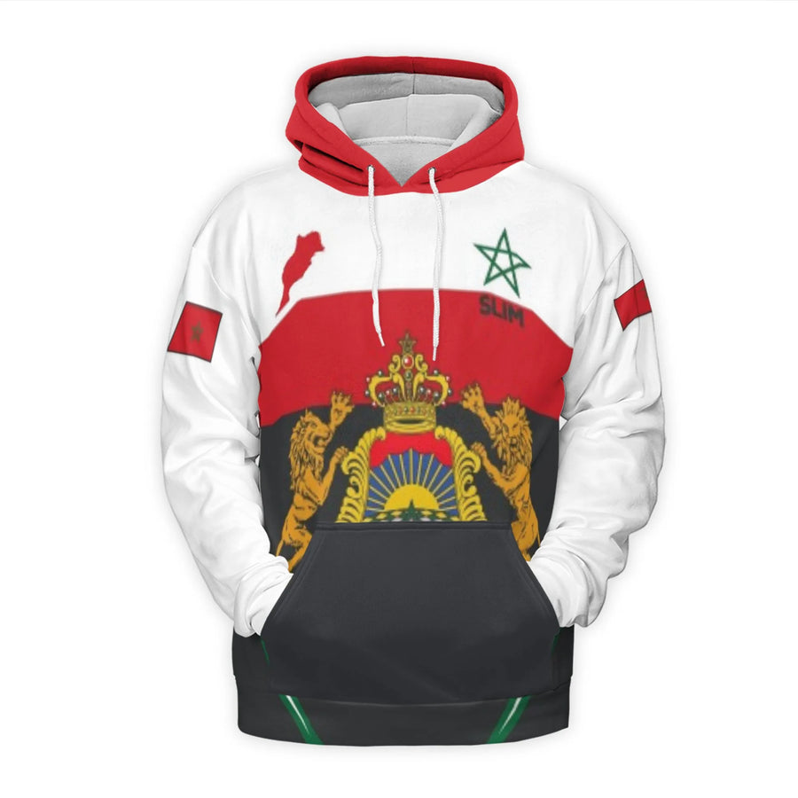 Morocco Flag Hoodie | Moroccan Coat of Arms & Country Map Design | Premium Brushed Fleece Knit | Gift for Proud Moroccans & Diaspora