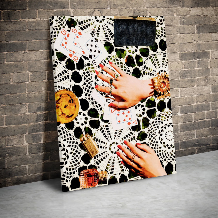 Vintage Playing Cards Wall Art | Aesthetic Poker Hands Collage | Gallery-Quality Canvas Print | Luxury Casino Decor for Home or Office