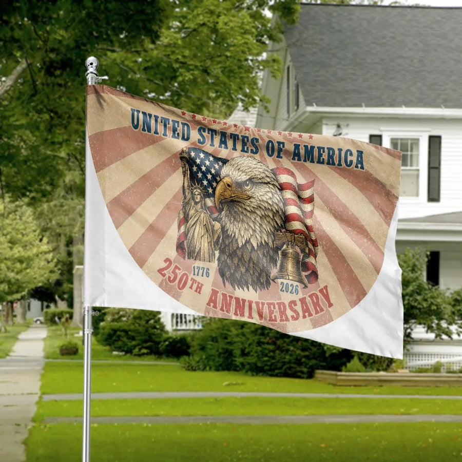 America 250th Anniversary House Flag | Vintage Patriotic Eagle 1776-2026 Design | Double-Sided Polyester | Collector's Patriotic Porch Decor Gift