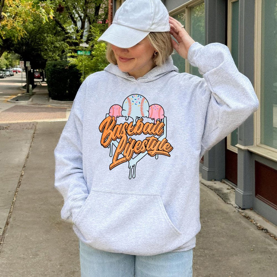 Baseball Lifestyle Hoodie | Ice Cream Graphic Design | Premium Cotton Blend | Game Day Apparel for Baseball Fans and Players