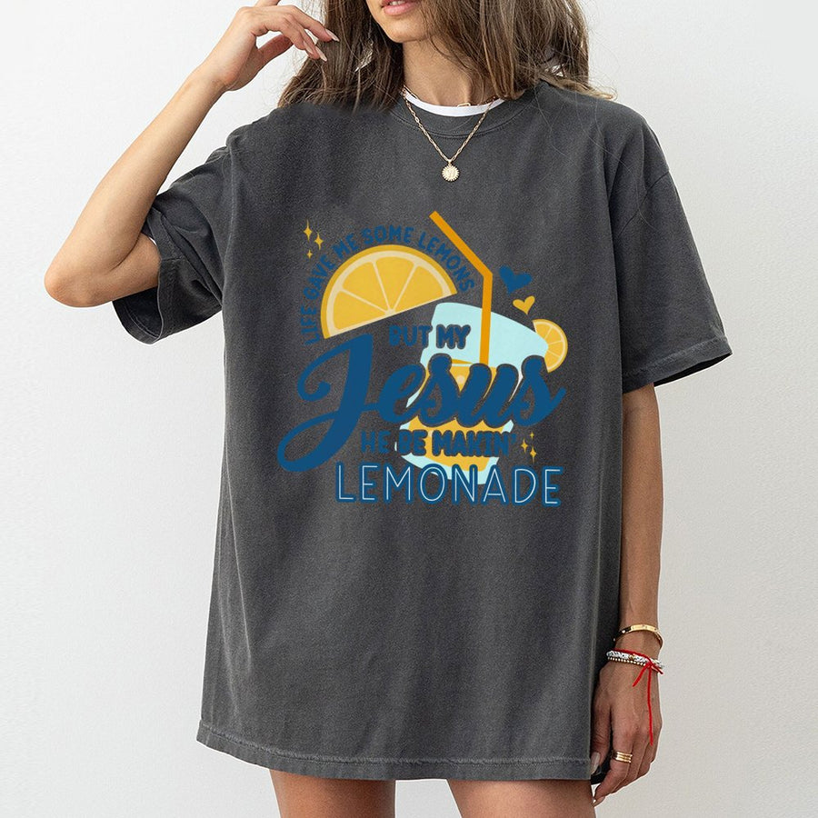 Jesus Lemonade T-Shirt | Faith Based Graphic Christian Tee | 100% Cotton Premium Quality | Religious Gift for Women and Men