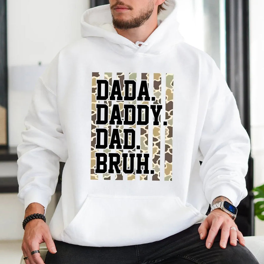Dad Bruh Hoodie | Camouflage Dad Quote Graphic | Premium Cotton Blend | Funny Father's Day Gift for Him