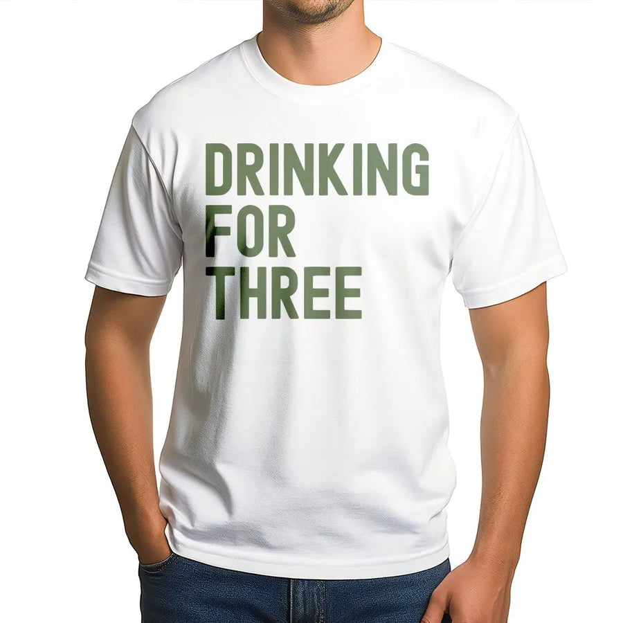 Drinking For Three T-Shirt | Funny Pregnancy Announcement Sweatshirt | Premium Cotton Blend | Gift for Expecting Dad, Matching Couple's Outfit