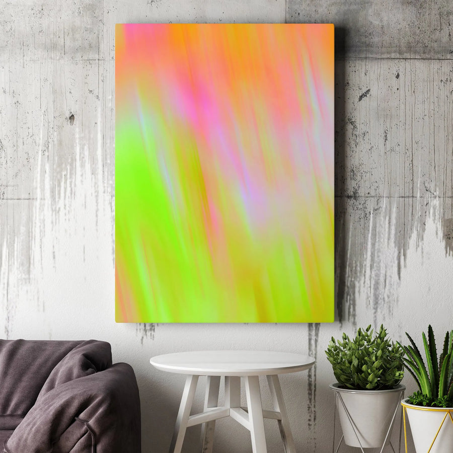 Abstract Neon Canvas Wall Art | Vibrant Pink Orange Lime Green Brushstrokes | 1.25 Inch Gallery Wrap | Modern Home Decor Gift