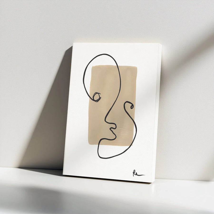 Minimalist Face Line Art Canvas Print | Abstract Continuous Line Drawing | Premium 1.25" Gallery Wrap Wall Art | Modern Home Decor Gift