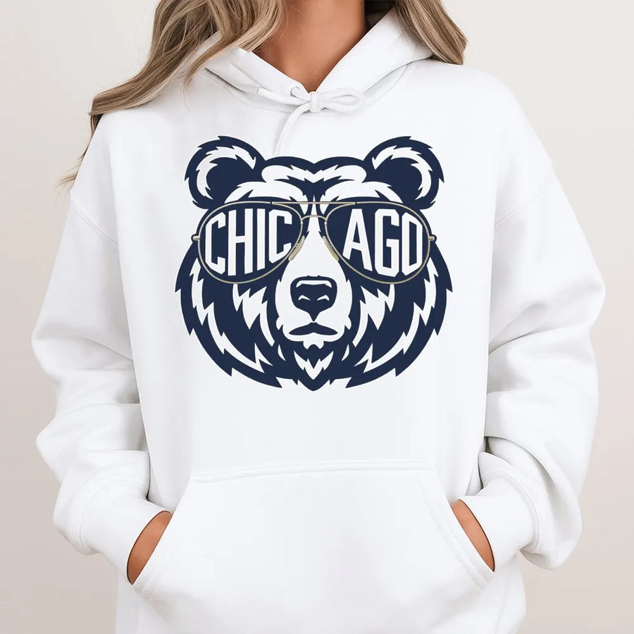 Vintage Chicago Football Bear Hoodie, Retro Fan Gift For Mens & Woment