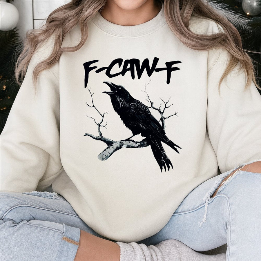 F-Caw-F Crow Sweatshirt | Dark Academia Raven Graphic | Premium Cotton Blend | Funny Bird Lover Gift for Men and Women