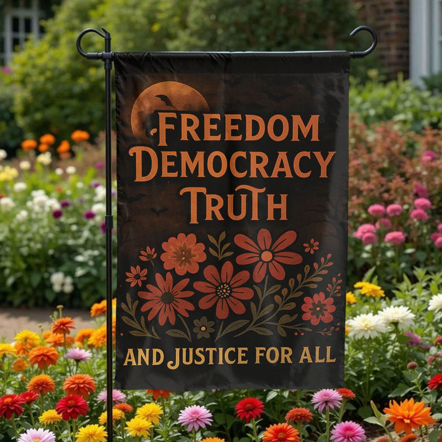 Freedom Democracy Truth Garden Flag | Floral Patriotic Yard Decor | Premium Weather-Resistant Polyester | Gift for American Home Enthusiasts