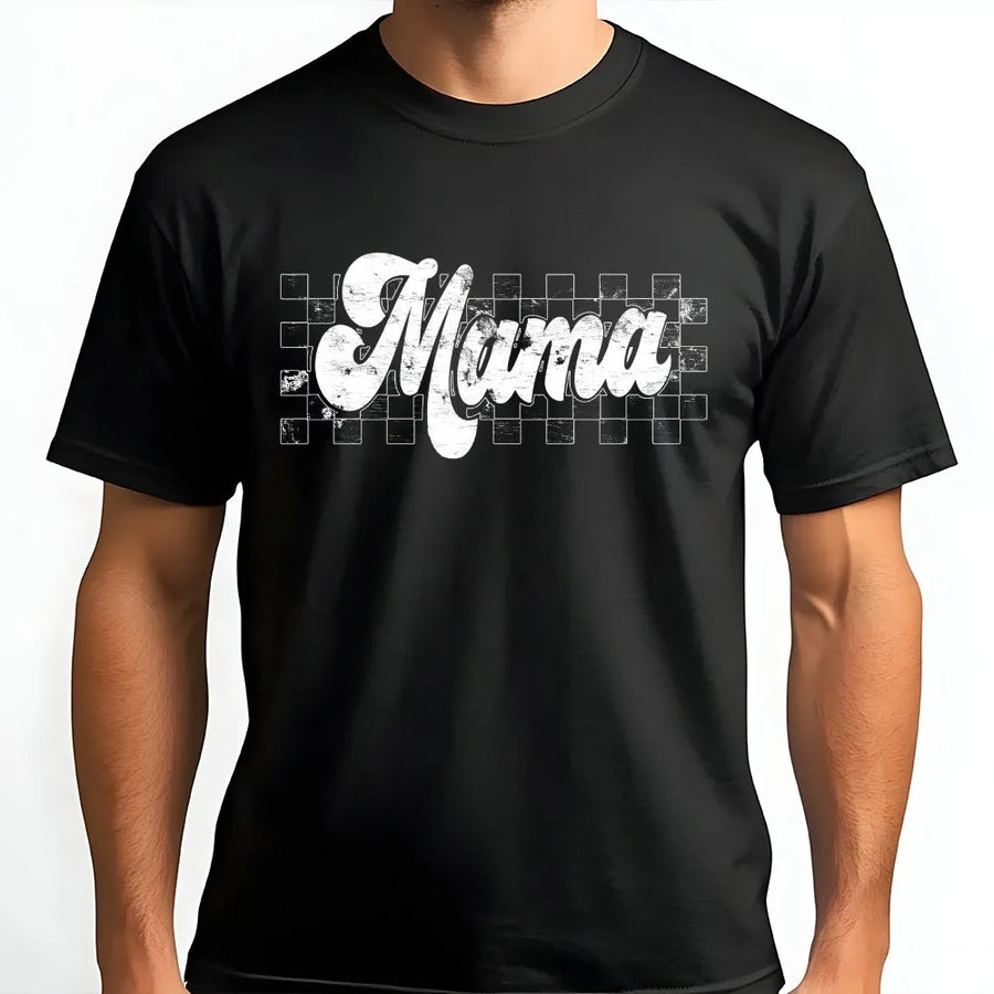 Checkered Mama T-Shirt | Retro Distressed Graphic Tee | Premium Comfort Colors Cotton | Trendy Mother's Day Gift for Her