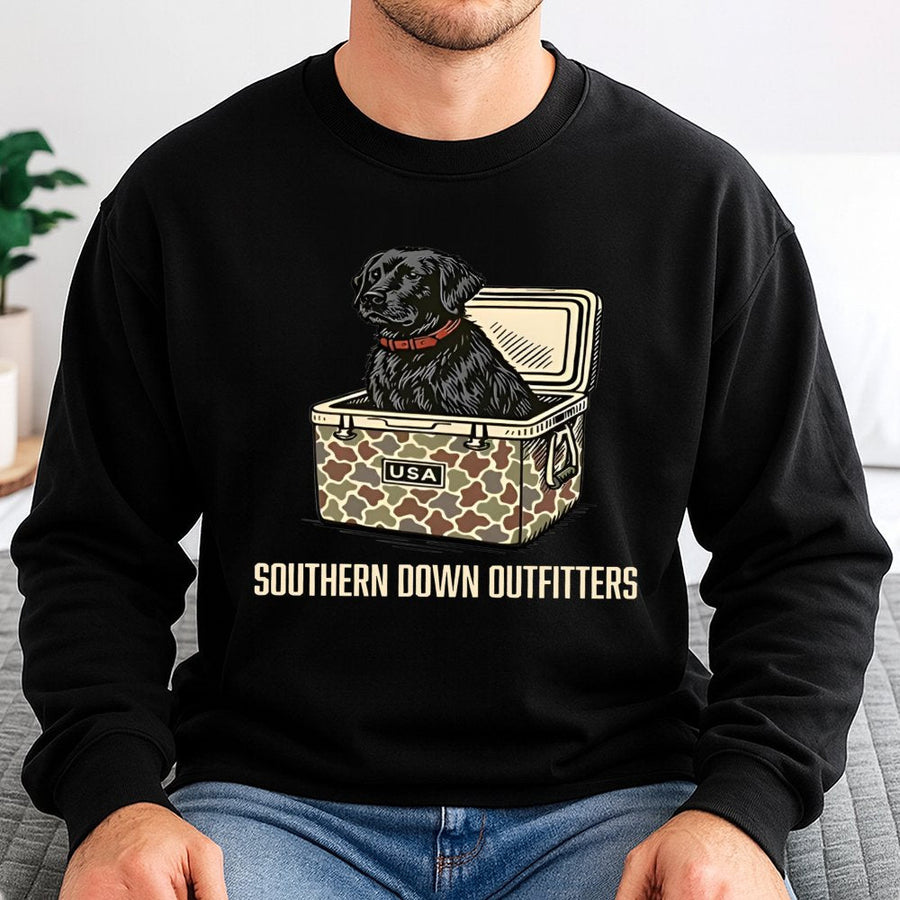 Labrador Retriever Sweatshirt | Camo Cooler USA Hunting Design | Premium Cotton Blend | Gift For Dog Lovers & Outdoor Enthusiasts