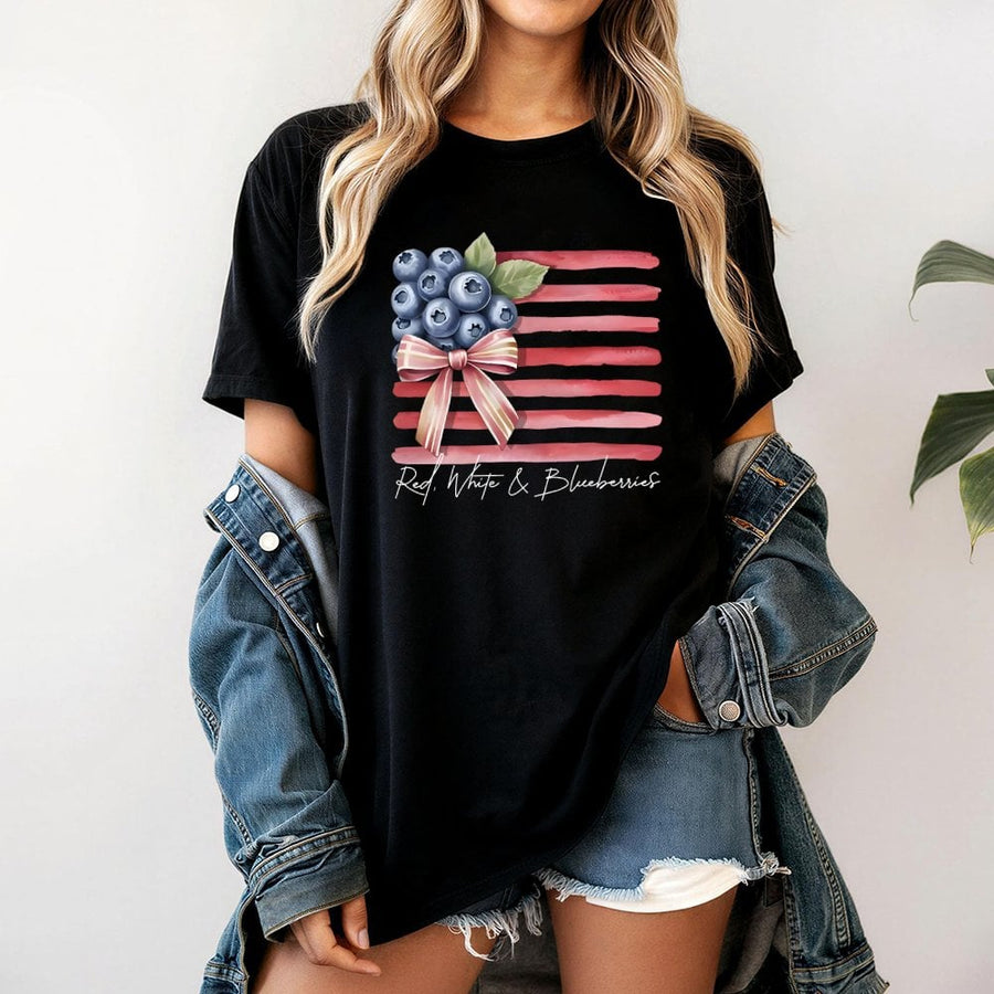 Red White And Blueberries T-Shirt | Patriotic American Flag Fruit Design | 100% Cotton Premium Tee | Fourth of July Gift for Women and Men