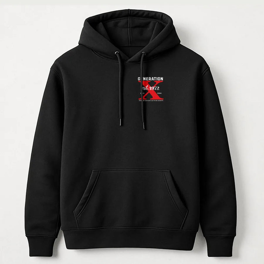 Generation X Hoodie | Est 1972 The Badass Generation Graphic | Premium Cotton Shirt | Nostalgic Birthday Gift for Gen Xer
