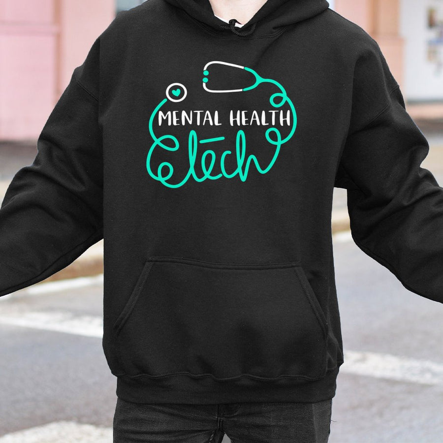 Mental Health Tech Hoodie | Psychiatric Technician Stethoscope Graphic | Premium Cotton-Poly Blend | Gift For Mental Health Workers