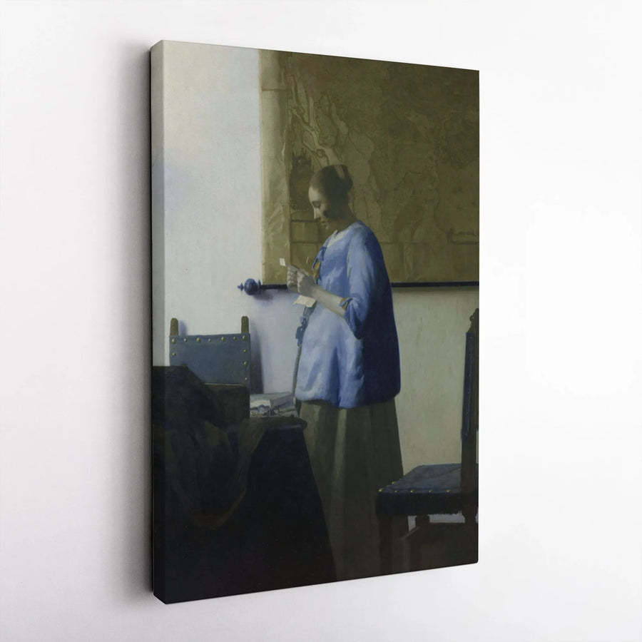 Vermeer Woman in Blue Reading a Letter Canvas Print | Dutch Golden Age Art Reproduction | Premium Gallery Wrapped Wall Art | Collector's Home Decor Gift
