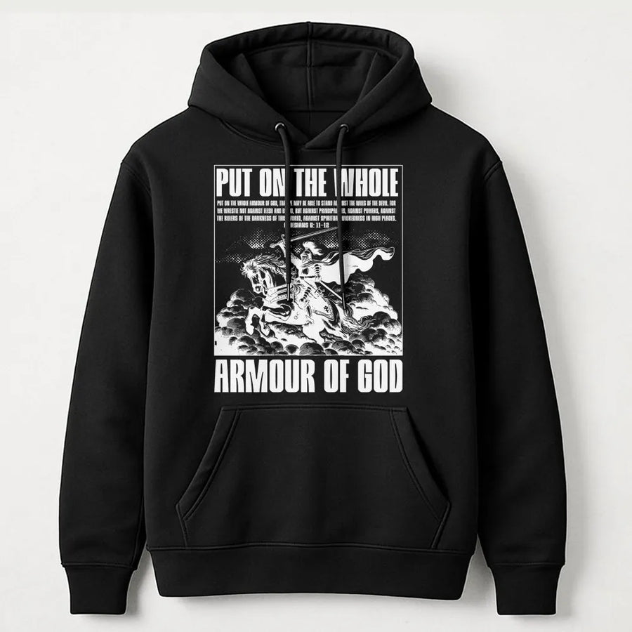 Armour Of God Hoodie | Ephesians 6 Bible Verse Graphic | Premium Cotton Blend | Christian Faith Gift For Men And Women