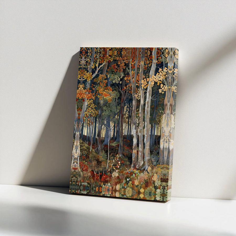 Autumn Forest Canvas Wall Art | Whimsical Birch Tree Painting | Premium Gallery Wrap Print | Nature Inspired Home Decor Gift