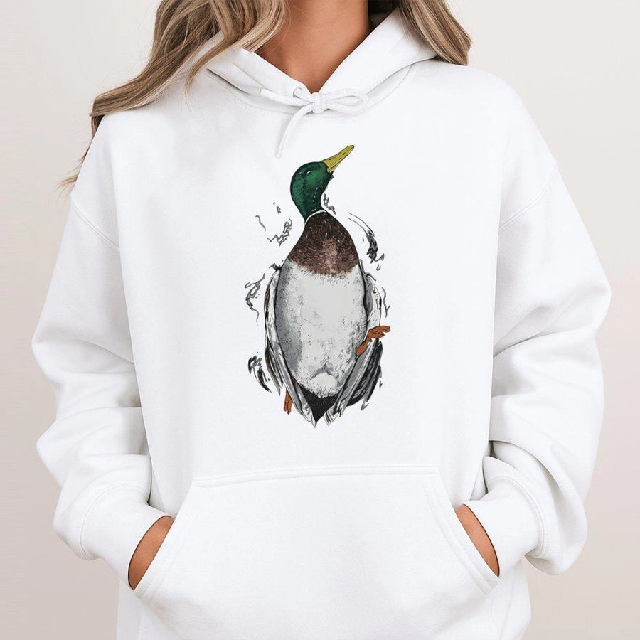 Mallard Duck Hoodie | Realistic Waterfowl Hunting Graphic | Premium Cotton Blend | Gift for Duck Hunters and Outdoor Enthusiasts