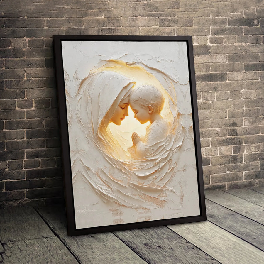 Virgin Mary and Child Jesus Canvas Art | Textured Religious Wall Decor | Premium Fade-Resistant Print | Spiritual Gift for Home Interior