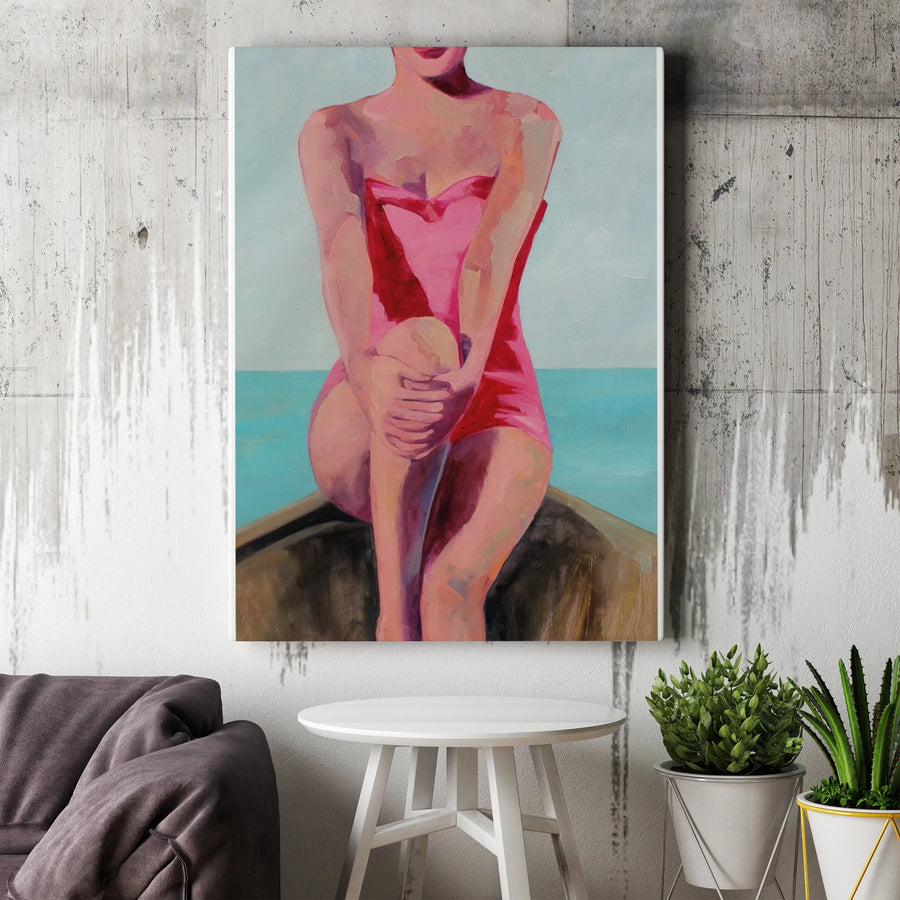 Figurative Woman Painting Vertical Canvas | Modern Impressionist Style Wall Art | Premium 1.25" Thick Profile Print | Collector's Home Decor