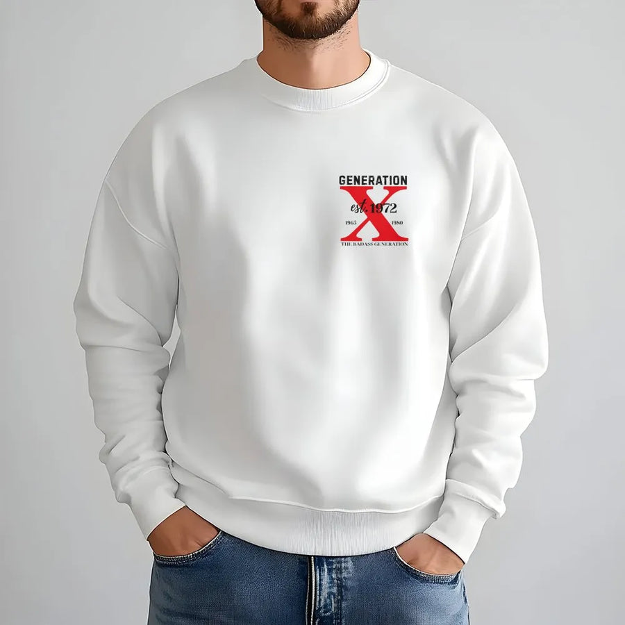 Generation X Sweatshirt | Est 1972 The Badass Generation Graphic | Premium Cotton Shirt | Nostalgic Birthday Gift for Gen Xer