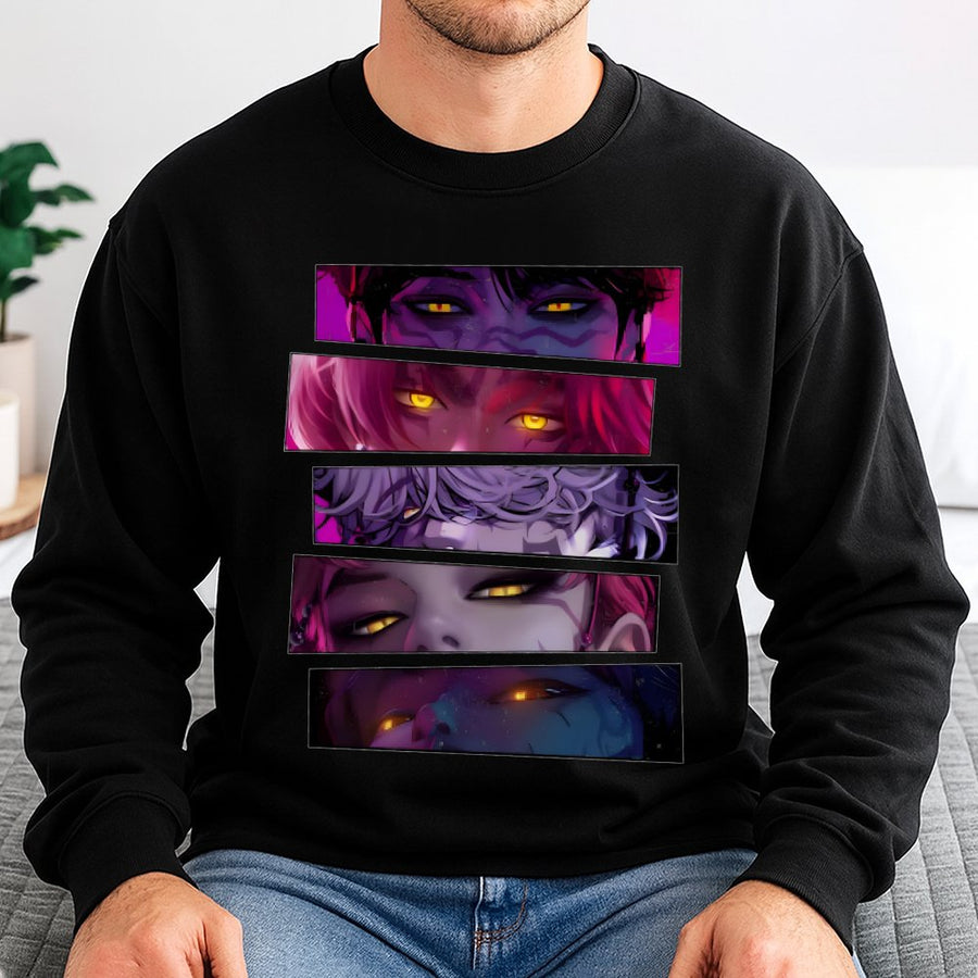 Anime Graphic Sweatshirt | Neon Demon Eye Aesthetic Print | Cotton Blend Crewneck | Unisex Manga Lover Gift for Men and Women
