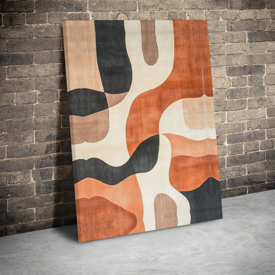 Modern Abstract Canvas Wall Art | Earth Tone Organic Shapes | Premium Gallery Wrap Decor | Minimalist Living Room & Office Gift