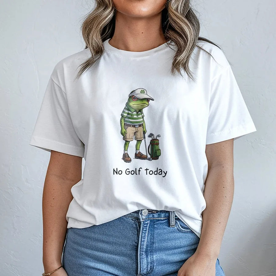 Funny Golf T-Shirt | Sad Frog No Golf Today Design | Premium Cotton Blend | Sarcastic Humor Gift for Golfer Dad Husband