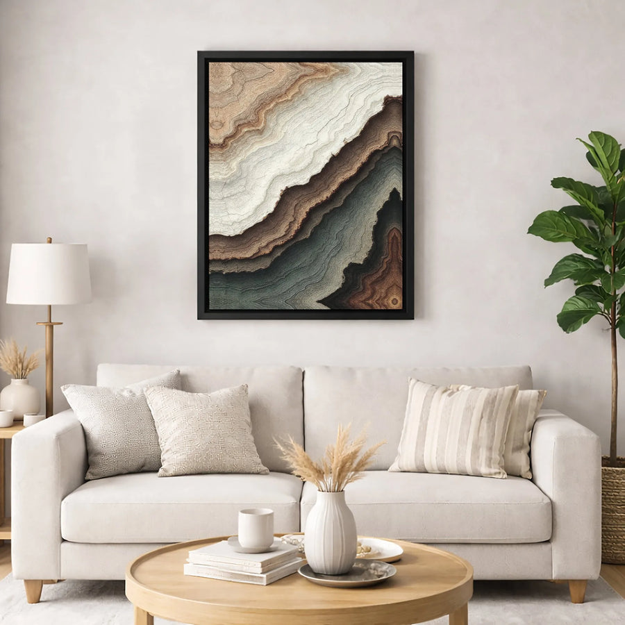 Abstract Agate Geode Canvas Wall Art | Earth Tone Stone Texture Print | Premium 1.25" Gallery Wrap | Modern Home Office Decor Gift
