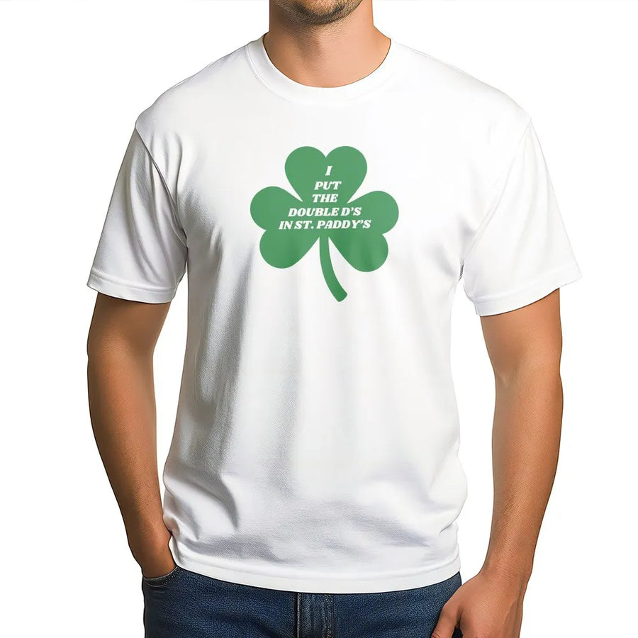 St. Paddy's Day T-Shirt | Funny Shamrock Double D's Graphic | Premium Soft Cotton Tee | Sassy Irish Party Gift for Her