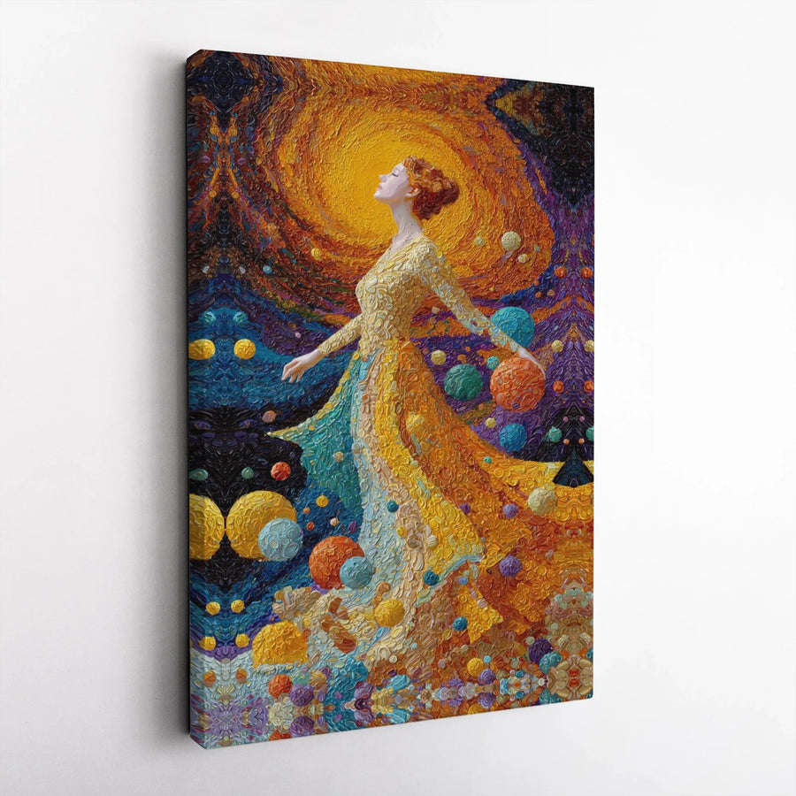 Cosmic Goddess Canvas Wall Art | Textured Impasto Style Painting | Premium Gallery Wrapped Print | Modern Living Room & Bedroom Decor Gift