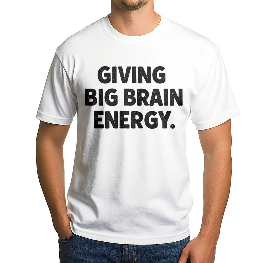 Funny Test Day T-Shirt | 'Giving Big Brain Energy' Graphic Tee | Premium Cotton Shirt | Gift for Students & Teachers