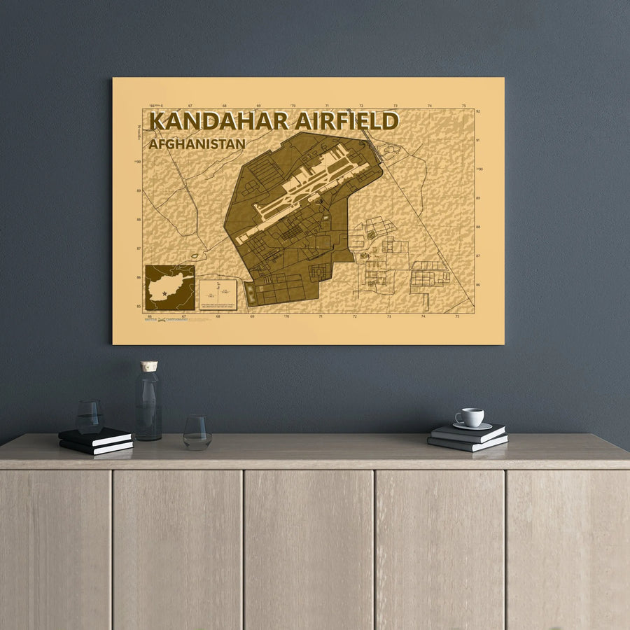 Kandahar Airfield Map Canvas Print | Afghanistan Military Base Wall Art | Premium Gallery Wrap Decor | Veteran Deployment Gift