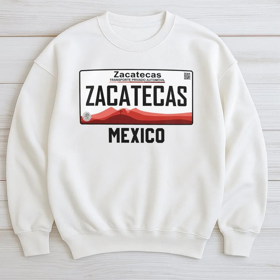 Zacatecas Mexico Sweatshirt | Vintage License Plate Graphic Tee | Soft Cotton Heritage Apparel | Gift for Zacatecano