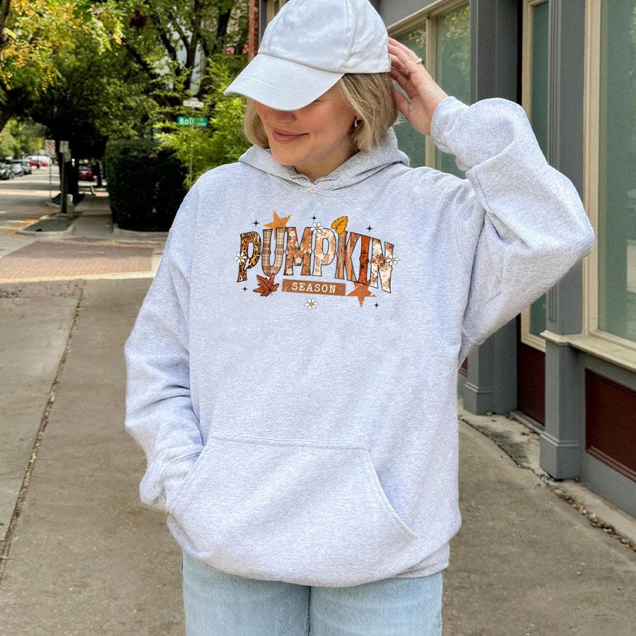 Pumpkin Season Hoodie | Fall Aesthetic Graphic Sweatshirt | Cotton-Polyester Blend | Trendy Autumn Gift for Women and Men