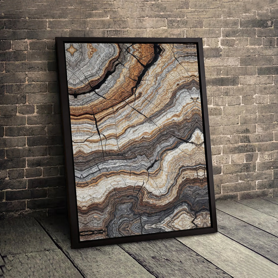 Abstract Tree Ring Canvas Art | Wood Grain Cross Section Print | Premium Gallery Wrapped Wall Decor | Modern Organic Home Office Wall Art