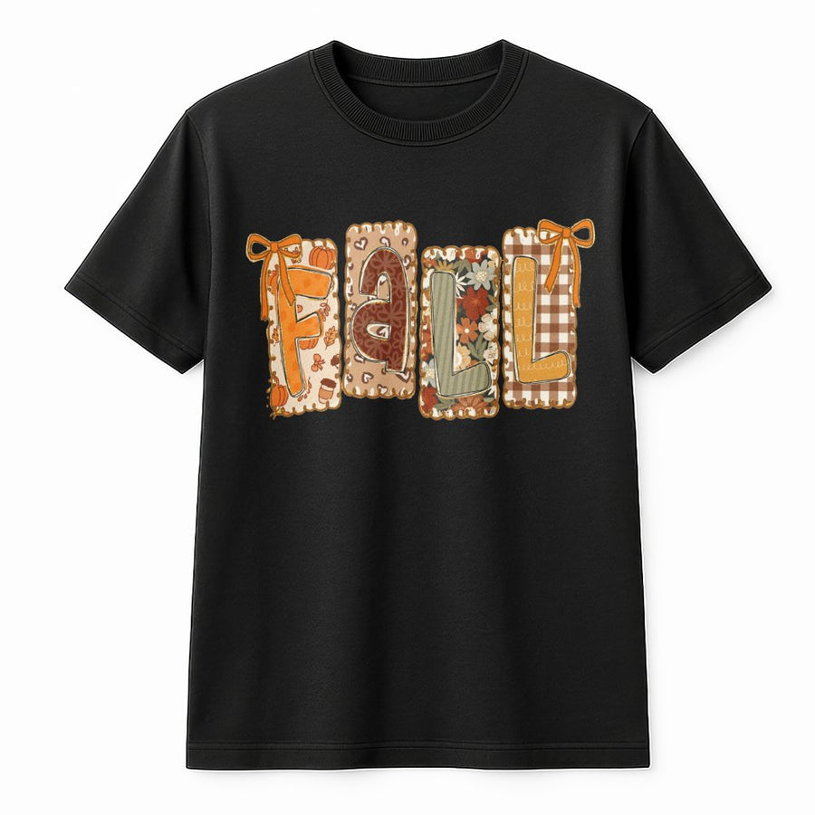 Fall T-Shirt | Coquette Bow Aesthetic Pumpkin Floral Graphic | Premium Soft Cotton | Thanksgiving Autumn Outfit Gift For Women