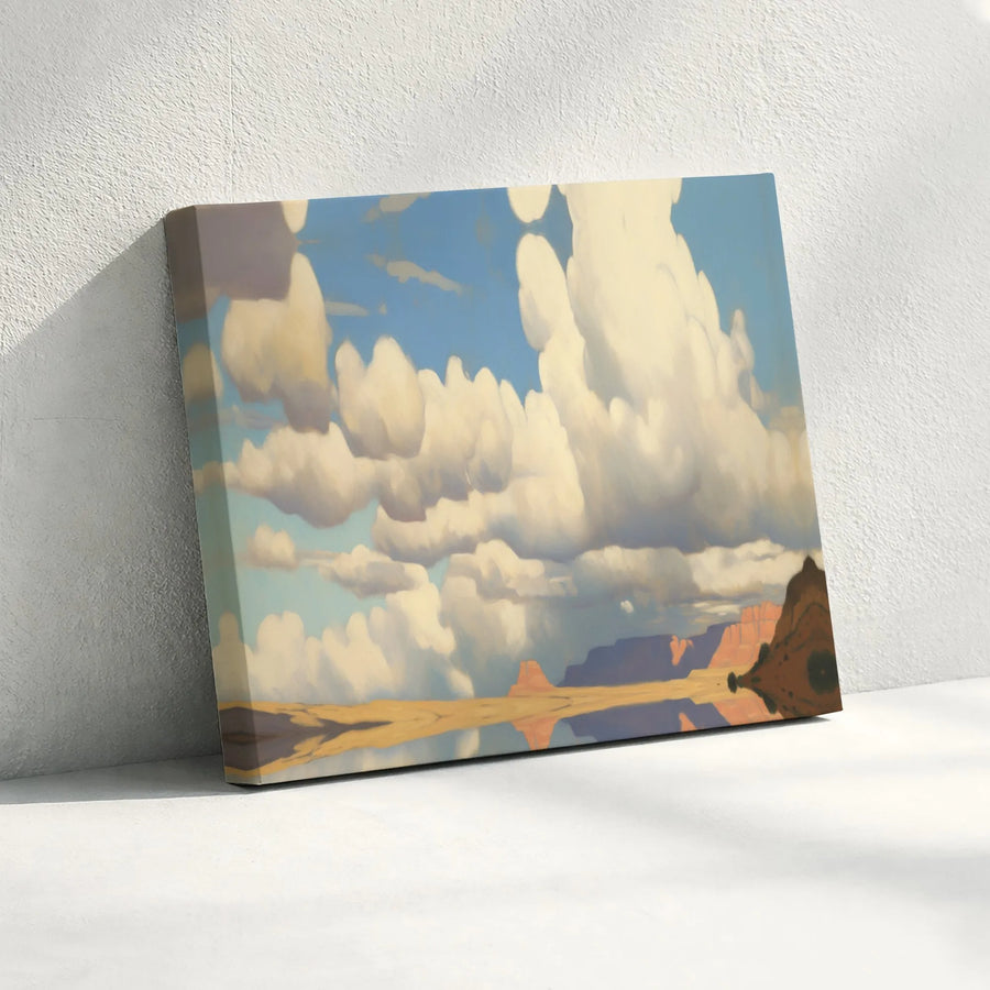 Desert Canyon Reflection Canvas Wall Art | Serene Southwestern Cloudscape Painting | Premium Gallery Wrapped Canvas | Modern Rustic Home Decor Gift
